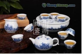 景德镇升源陶瓷茶具 青花粉彩中的匠心雅韵